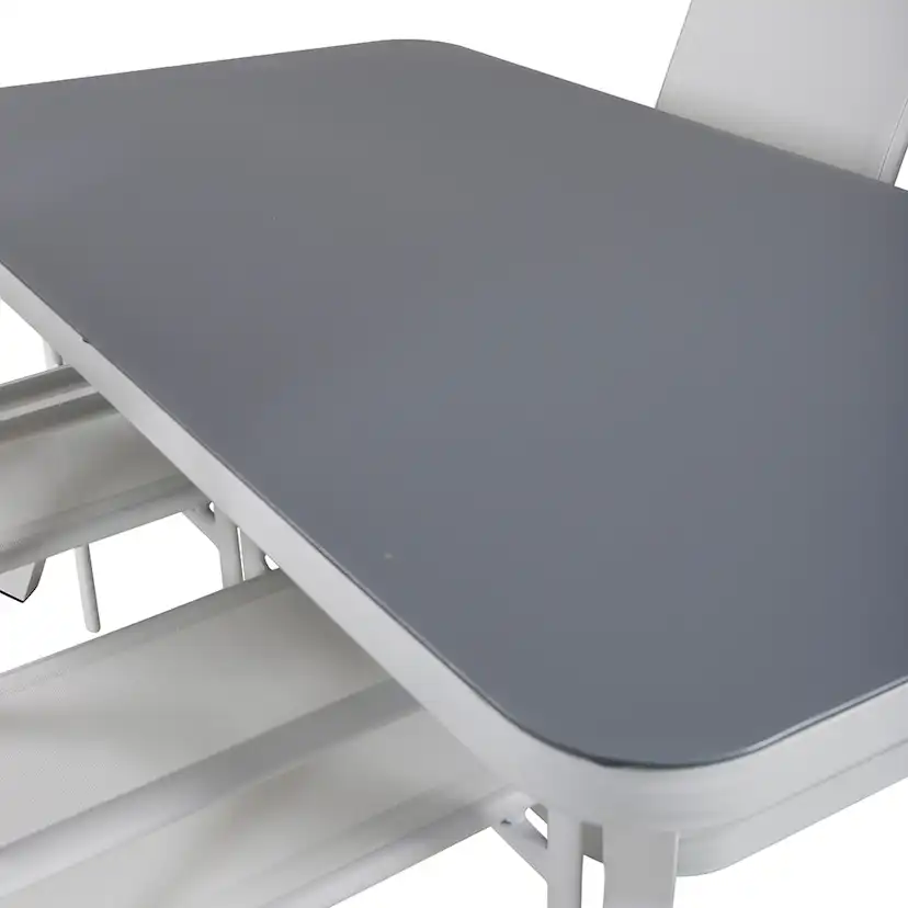 Matgrupp Venture Home Vyn Vit med 4 Samba Stapelbara Matstolar