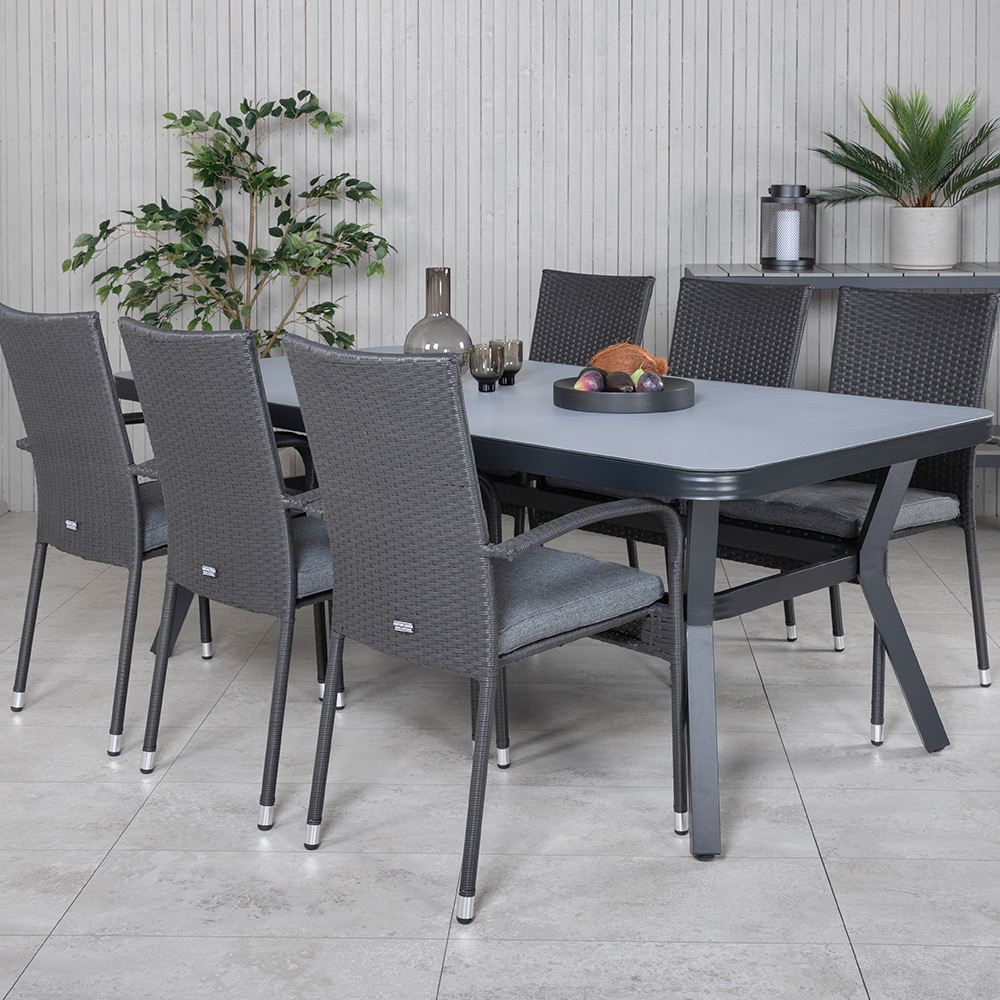 Matgrupp Utomhus Venture Home Vyn med 6 Hanna Trädgårdsstolar