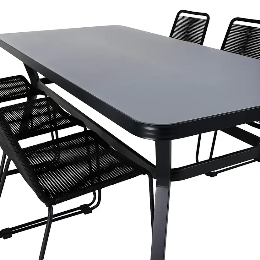 Matgrupp Utomhus Venture Home Vyn med 6 Lumi Stapelbara Trädgårdsstolar