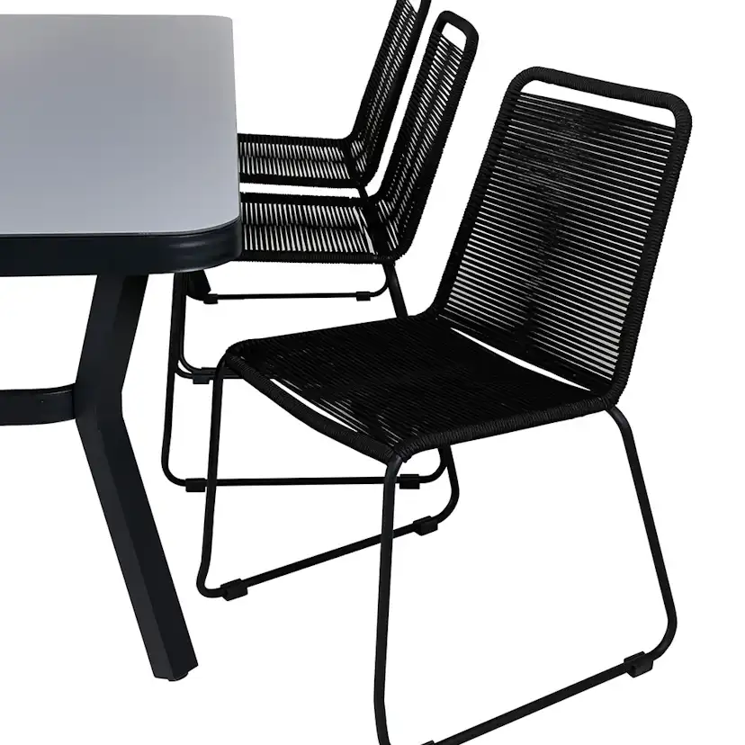 Matgrupp Utomhus Venture Home Vyn med 6 Lumi Stapelbara Trädgårdsstolar