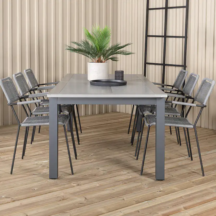 Matgrupp Utomhus Venture Home Aleyna 224 med 6 Leon Trädgårdsstolar