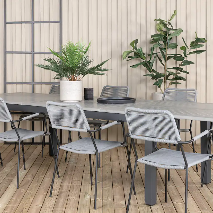 Matgrupp Utomhus Venture Home Aleyna 224 med 8 Leon Trädgårdsstolar