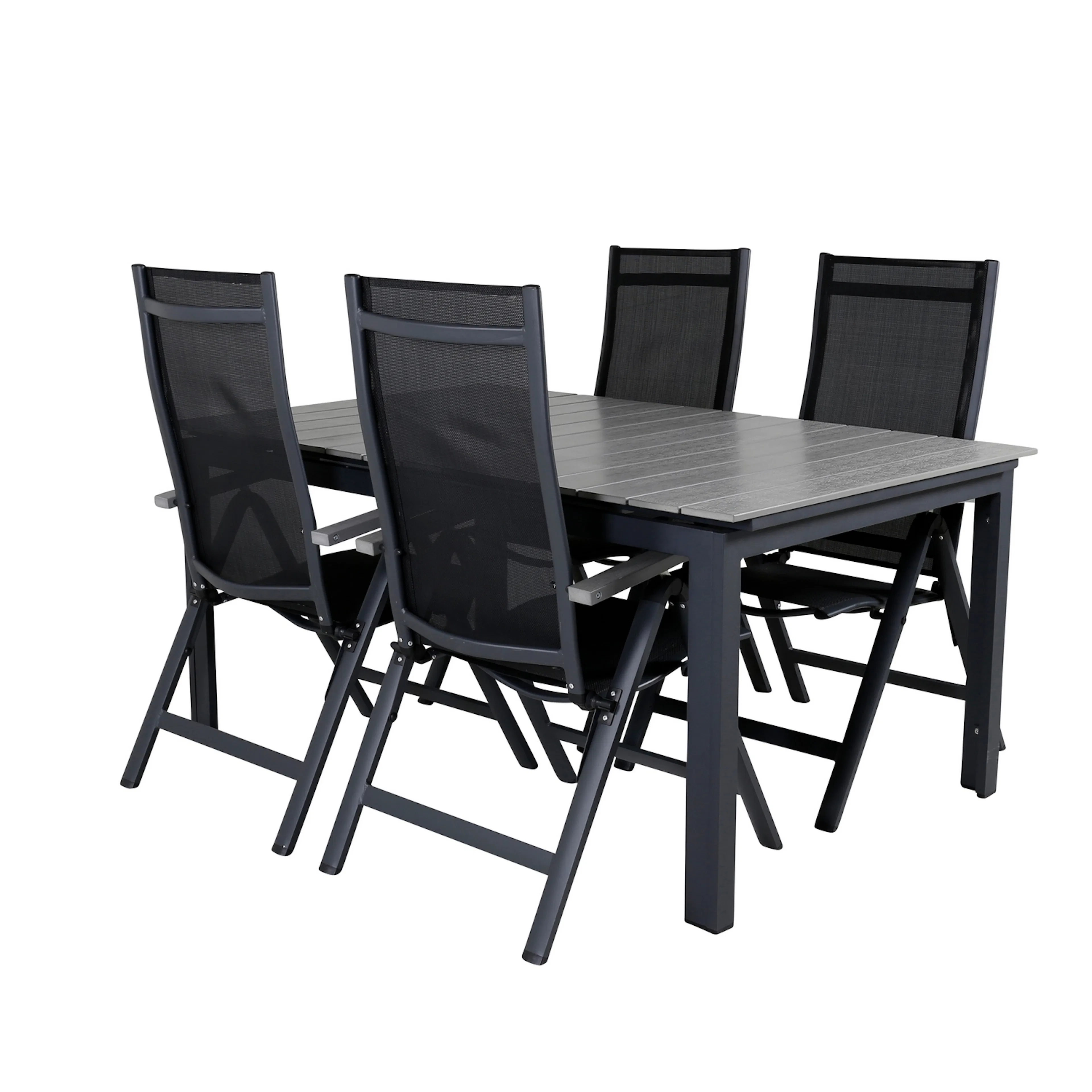 Matgrupp Venture Home Lova 160 Svart med 4 Aleyna Positionsstolar