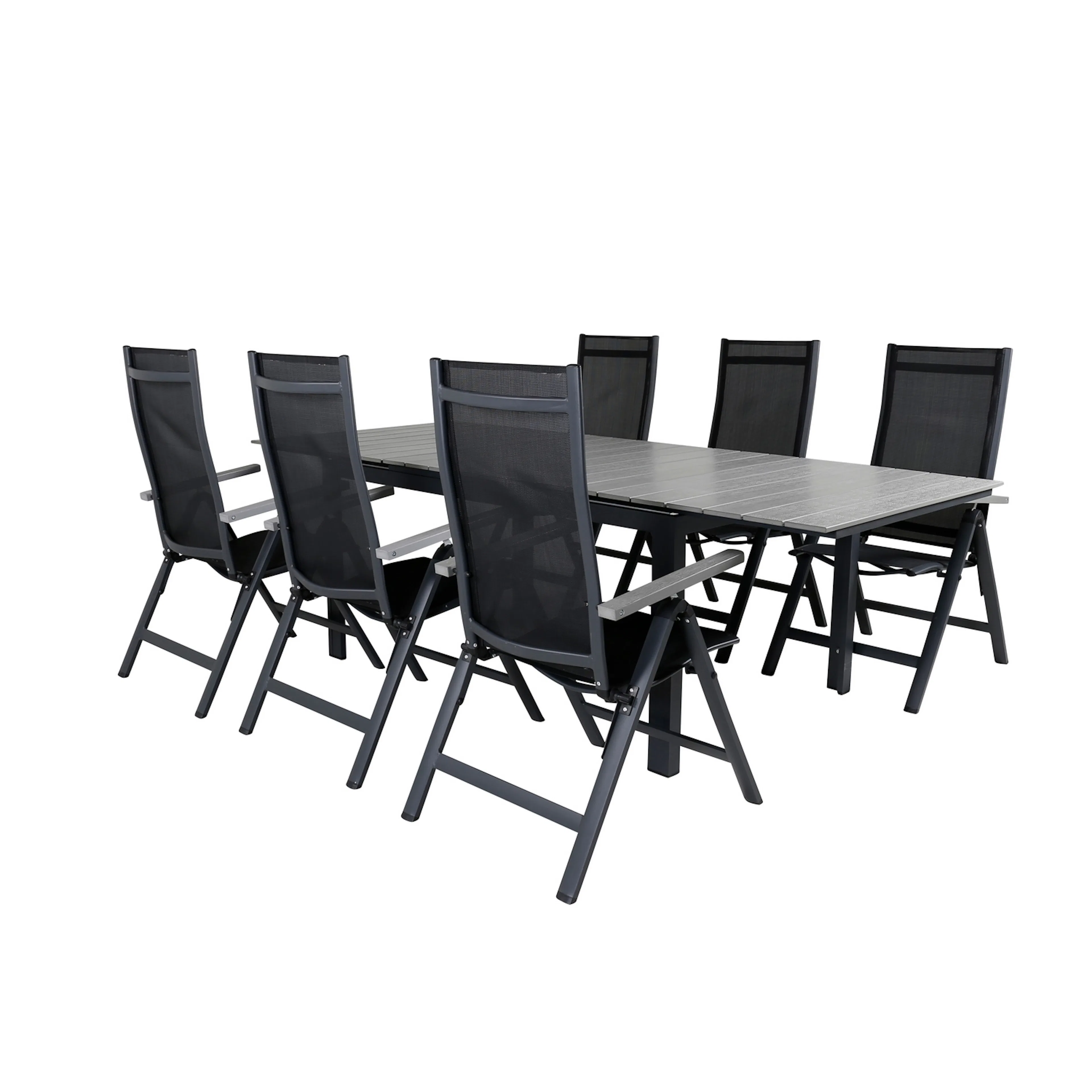 Matgrupp Venture Home Lova 160 Svart med 6 Aleyna Positionsstolar