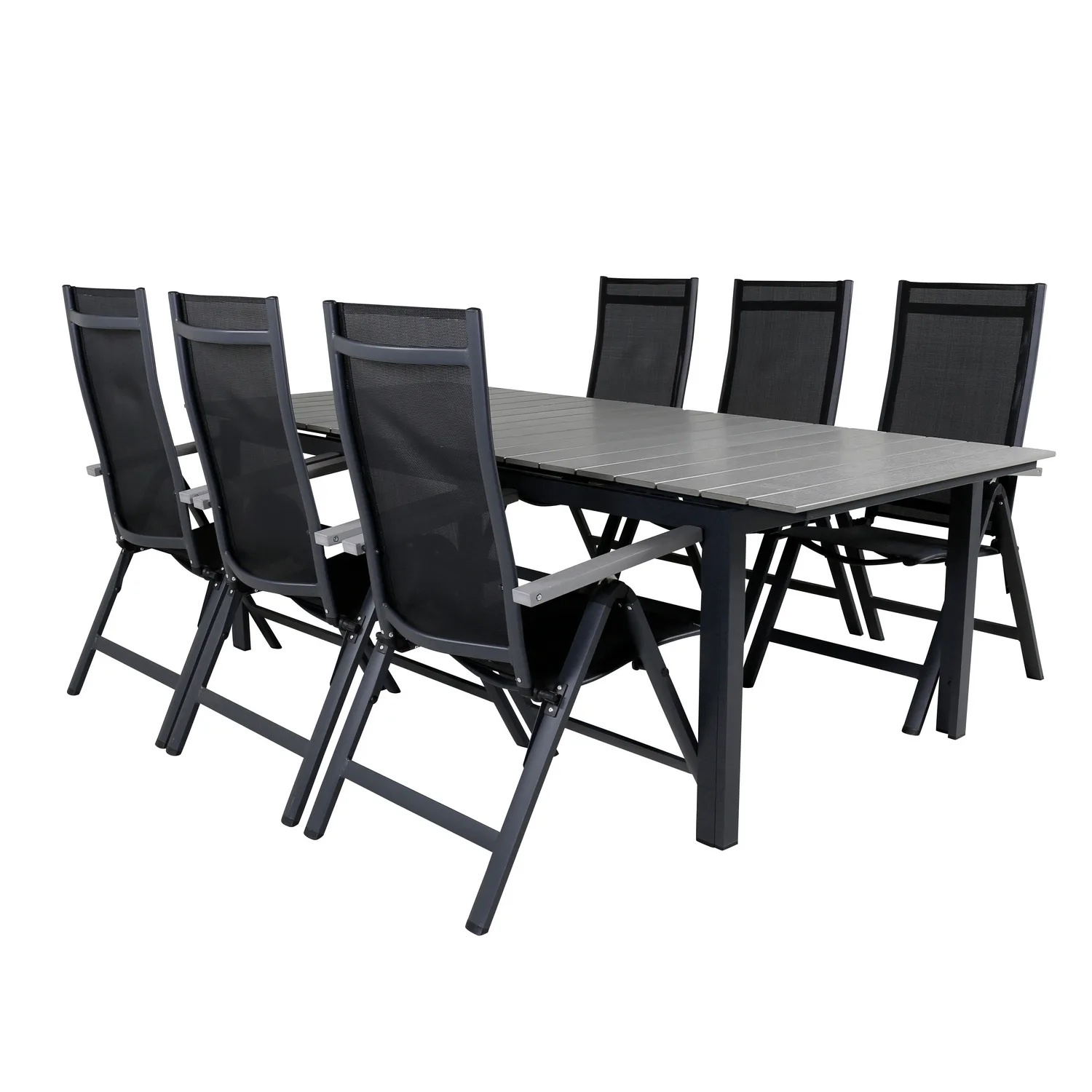 Matgrupp Venture Home Lova 224 Svart med 6 Aleyna Positionsstolar