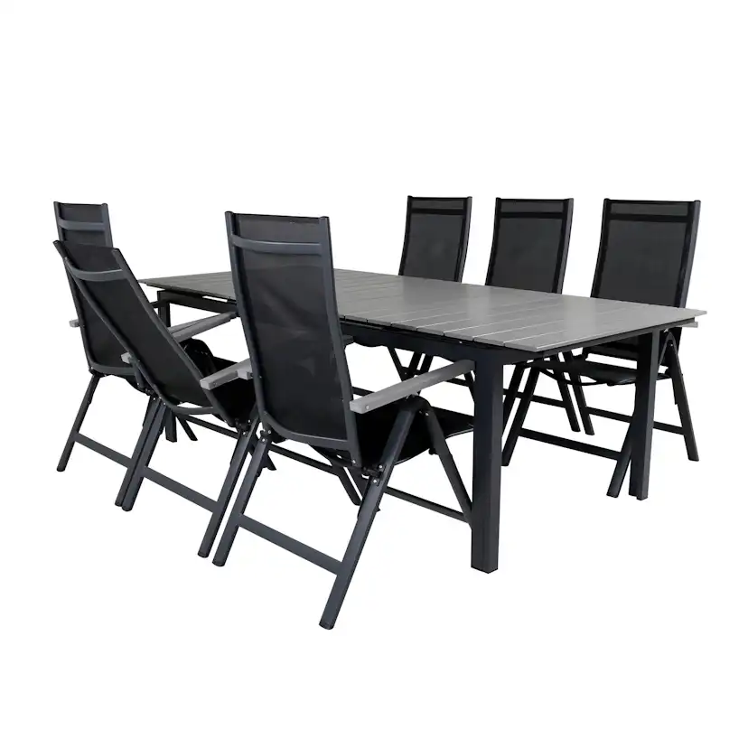 Matgrupp Venture Home Lova 224 Svart med 6 Aleyna Positionsstolar