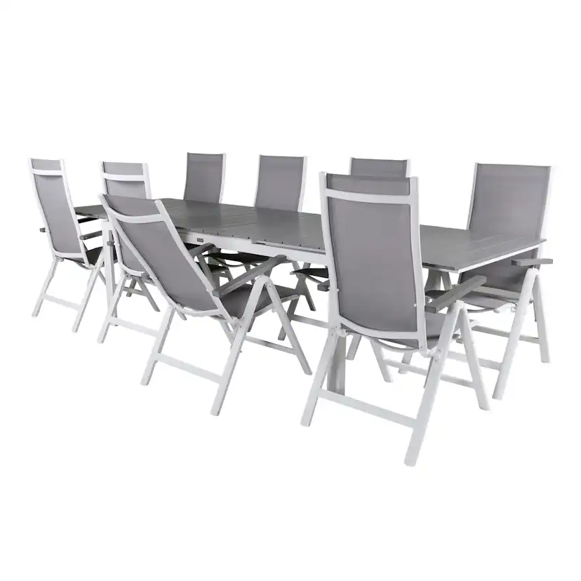 Matgrupp Venture Home Lova 224 Vit med 8 Aleyna Positionsstolar