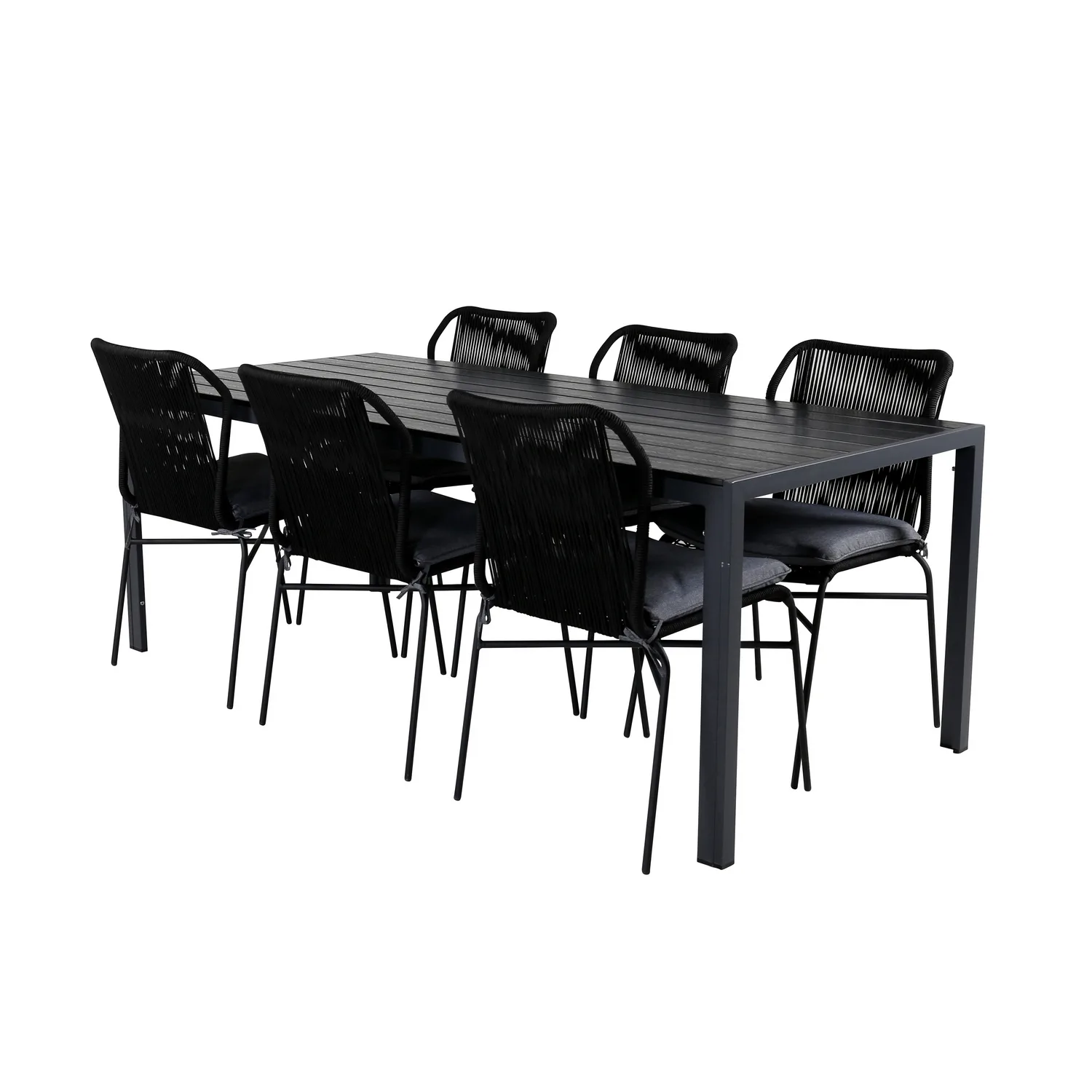 Matgrupp Utomhus Venture Home Bront med 6 Jefferson Stapelbara Trädgårdsstolar