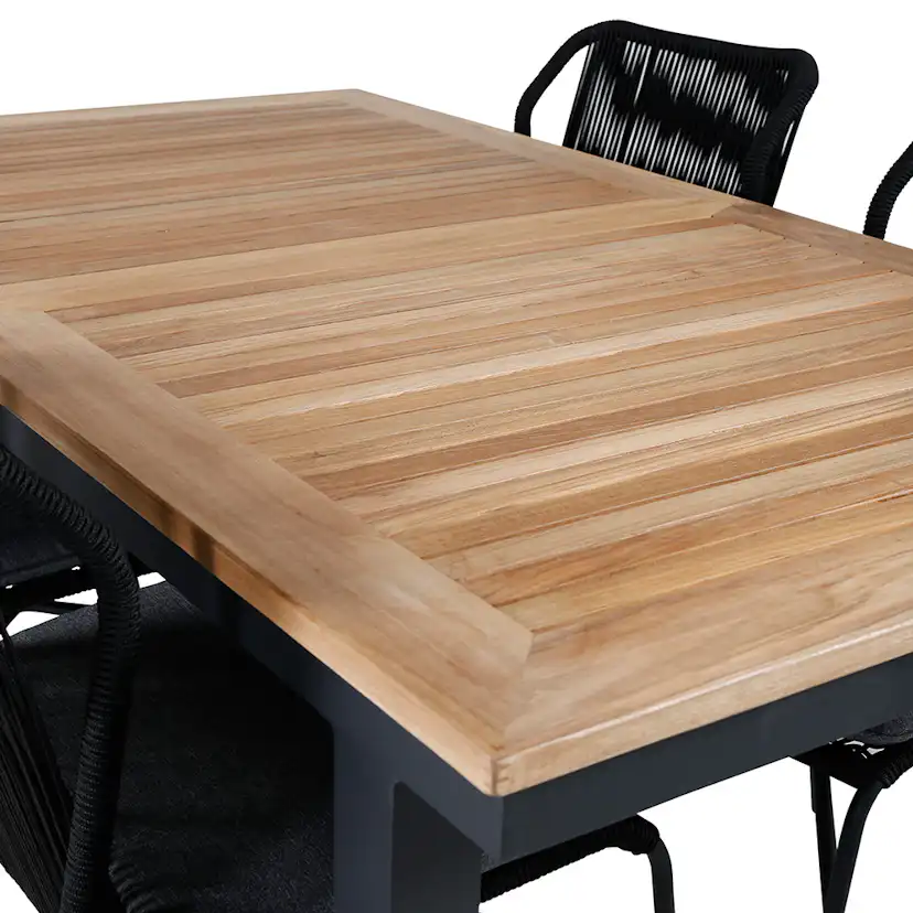 Matgrupp Utomhus Venture Home Perla med 4 Jefferson Stapelbara Trädgårdsstolar