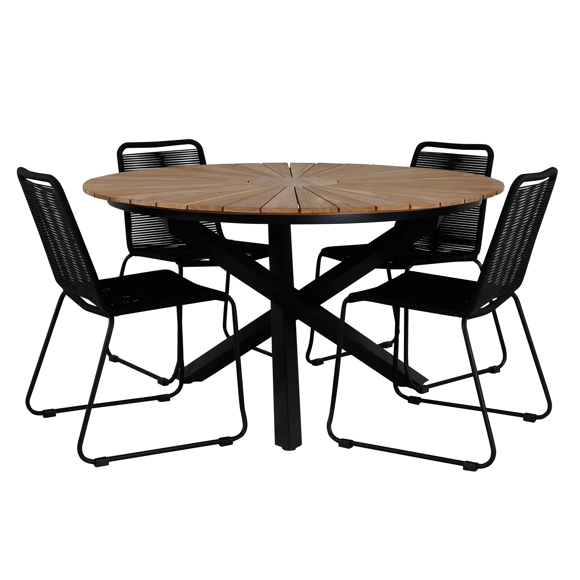 Matgrupp Utomhus Venture Home Mendi Rund med 4 Levi Stol Svart