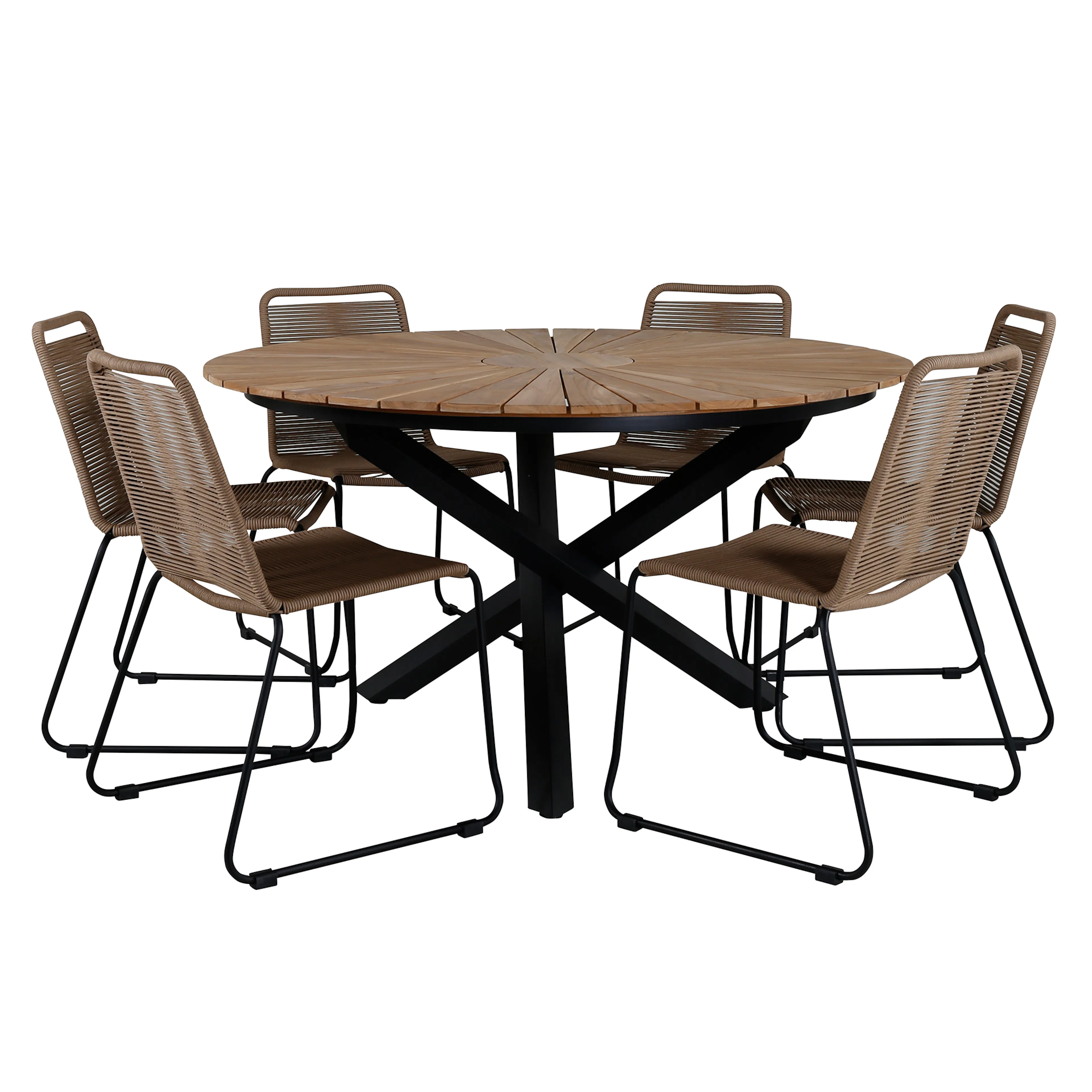 Matgrupp Utomhus Venture Home Mendi Rund med 6 Levi Stol Latte