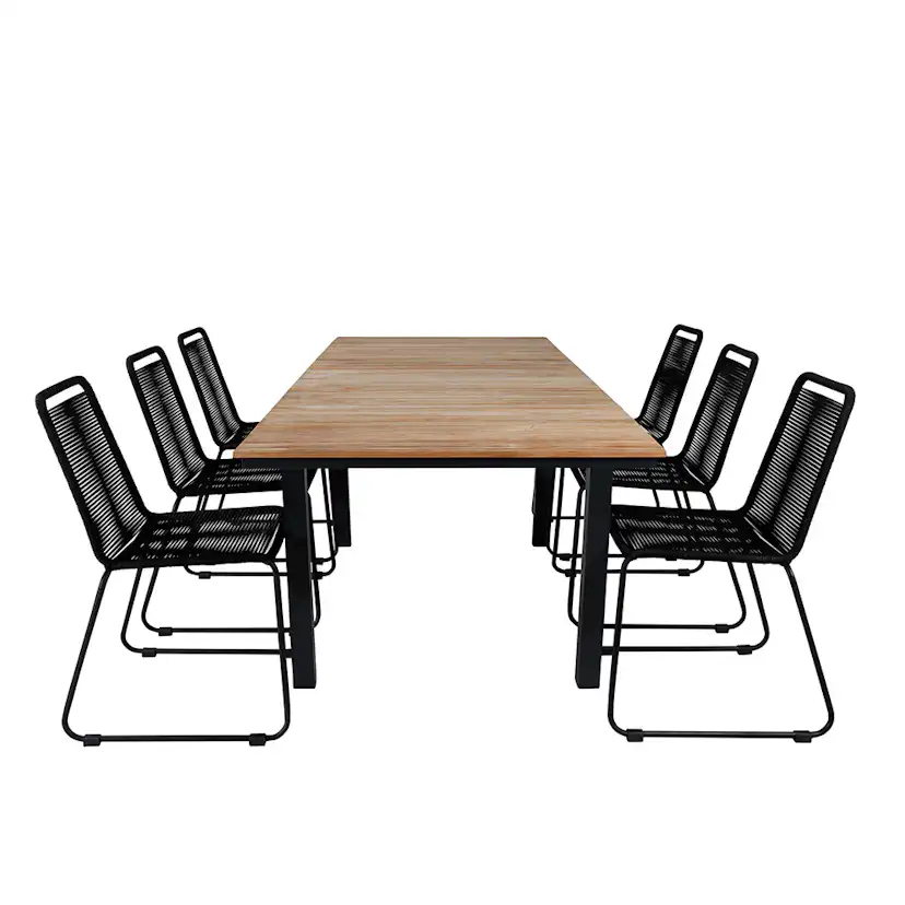 Matgrupp Utomhus Venture Home Mendi med 6 Levi Trädgårdsstolar