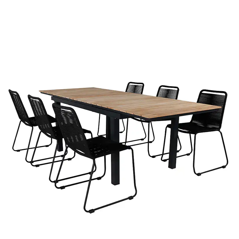 Matgrupp Utomhus Venture Home Mendi med 6 Levi Trädgårdsstolar