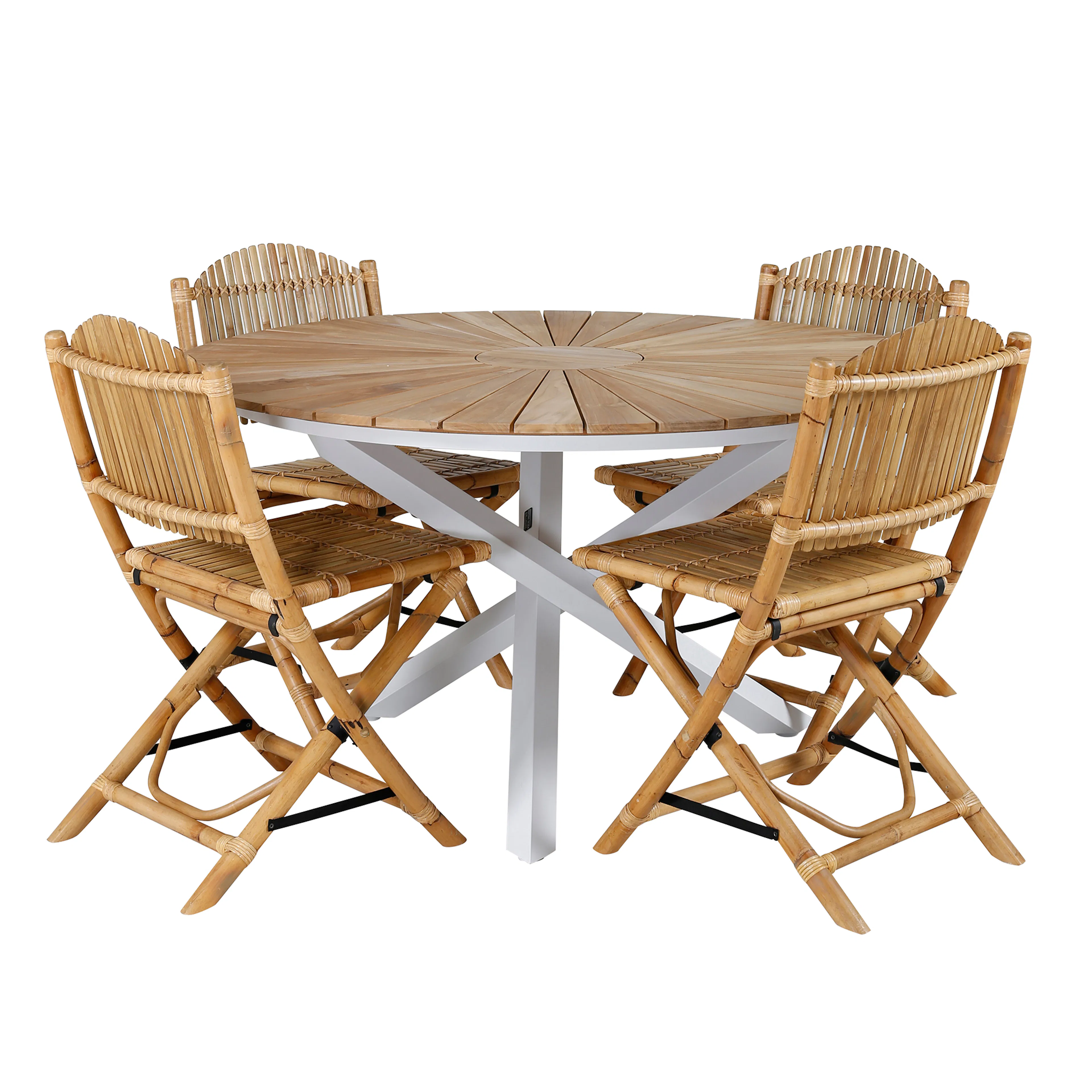 Matgrupp Venture Home Mendi Rund med 4 Cane Stolar