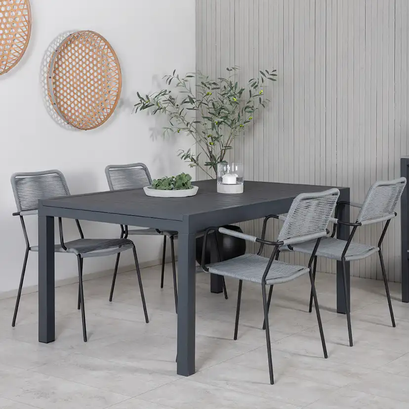 Matgrupp Venture Home Marbella med 4 Levi Stolar Grå