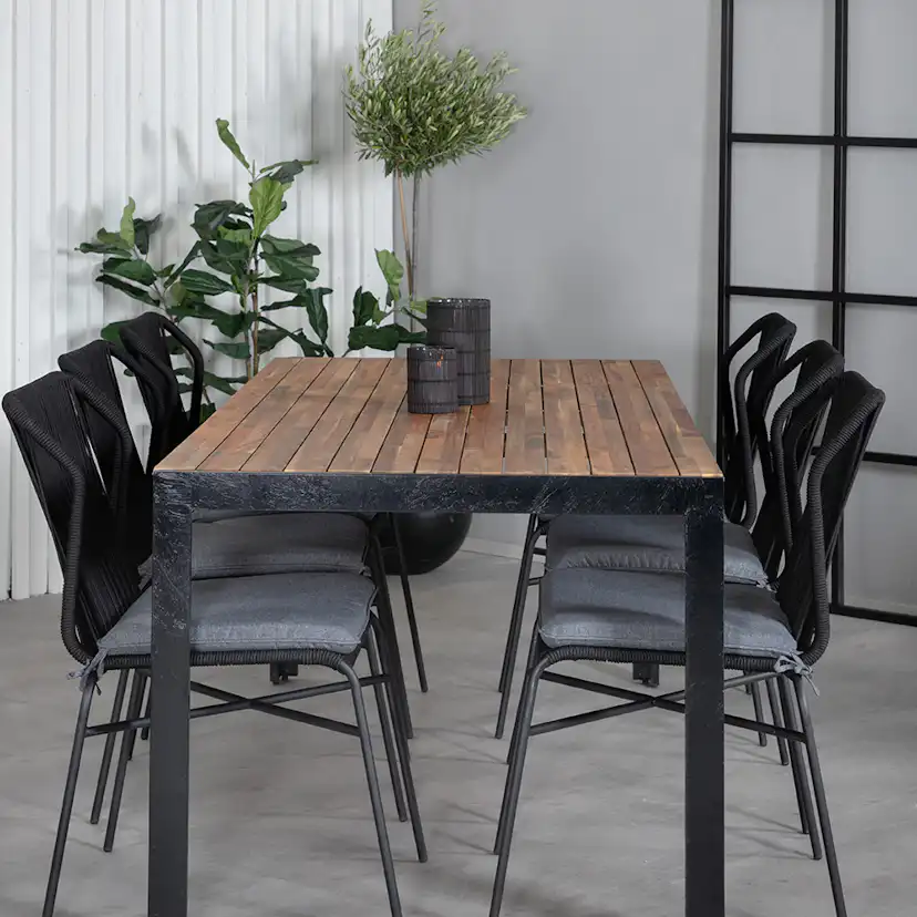 Matgrupp Utomhus Venture Home Bois med 6 Julle Trädgårdsstolar