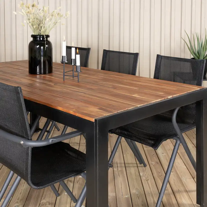 Matgrupp Utomhus Venture Home Bois med 6 Act Trädgårdsstolar