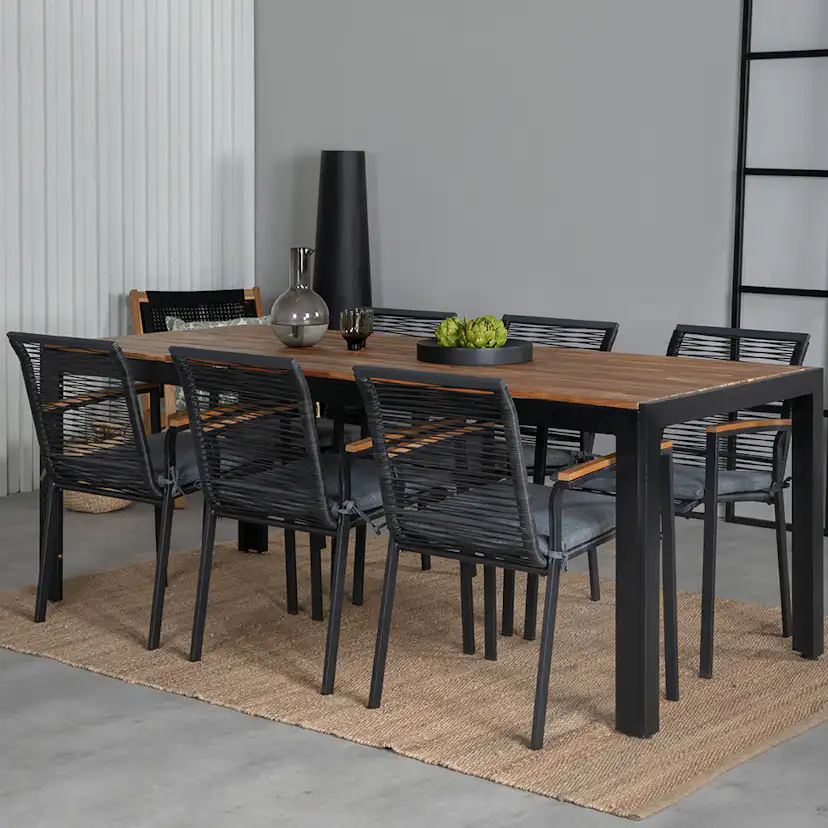 Matgrupp Utomhus Venture Home Bois med 6 Deni Trädgårdsstolar