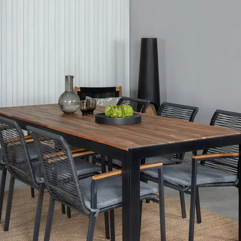 Matgrupp Utomhus Venture Home Bois med 6 Deni Trädgårdsstolar