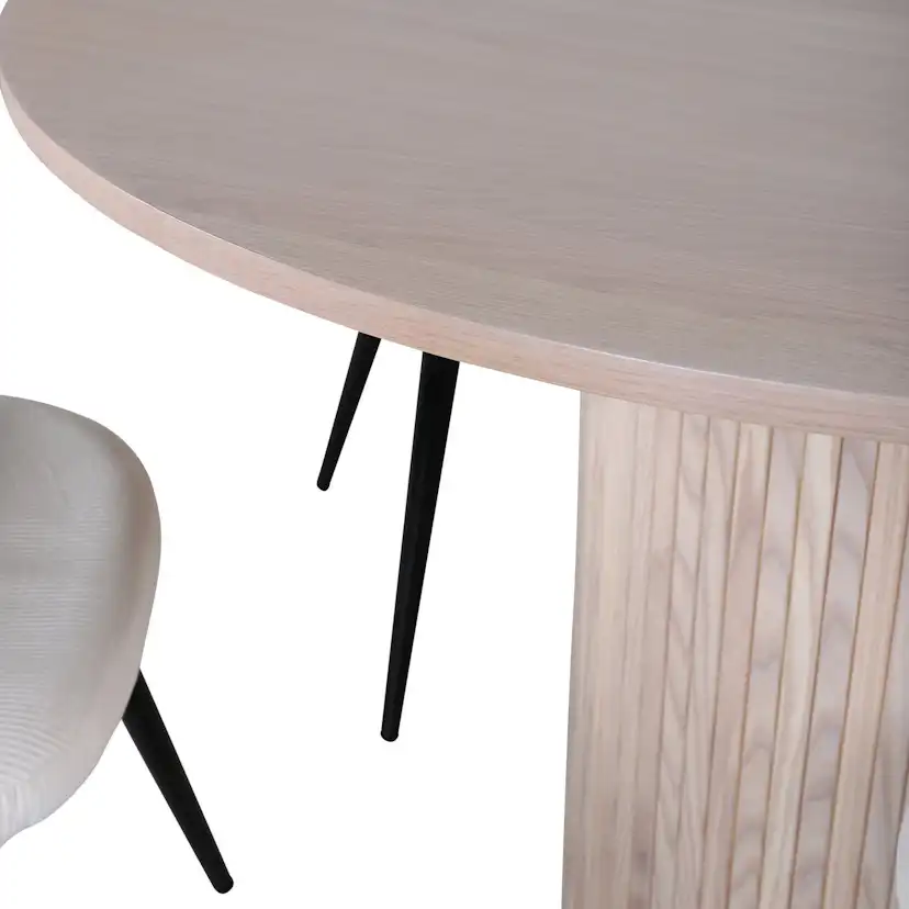 Matgrupp Venture Home Bianca Rund Benvit med 4 Valentina Stolar