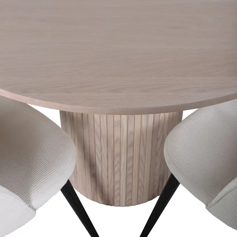 Matgrupp Venture Home Bianca Rund Benvit med 4 Valentina Stolar