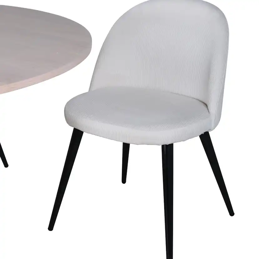 Matgrupp Venture Home Bianca Rund Benvit med 4 Valentina Stolar