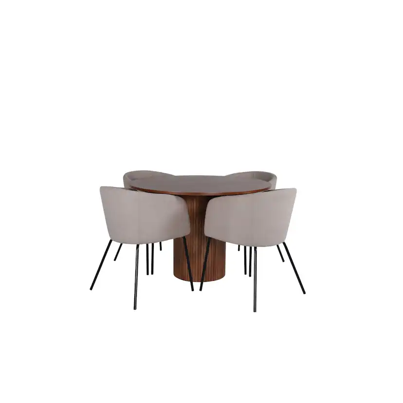 Matbord Venture Home Bianca och 4 Bergen Matstol Venture Homear i Polyester