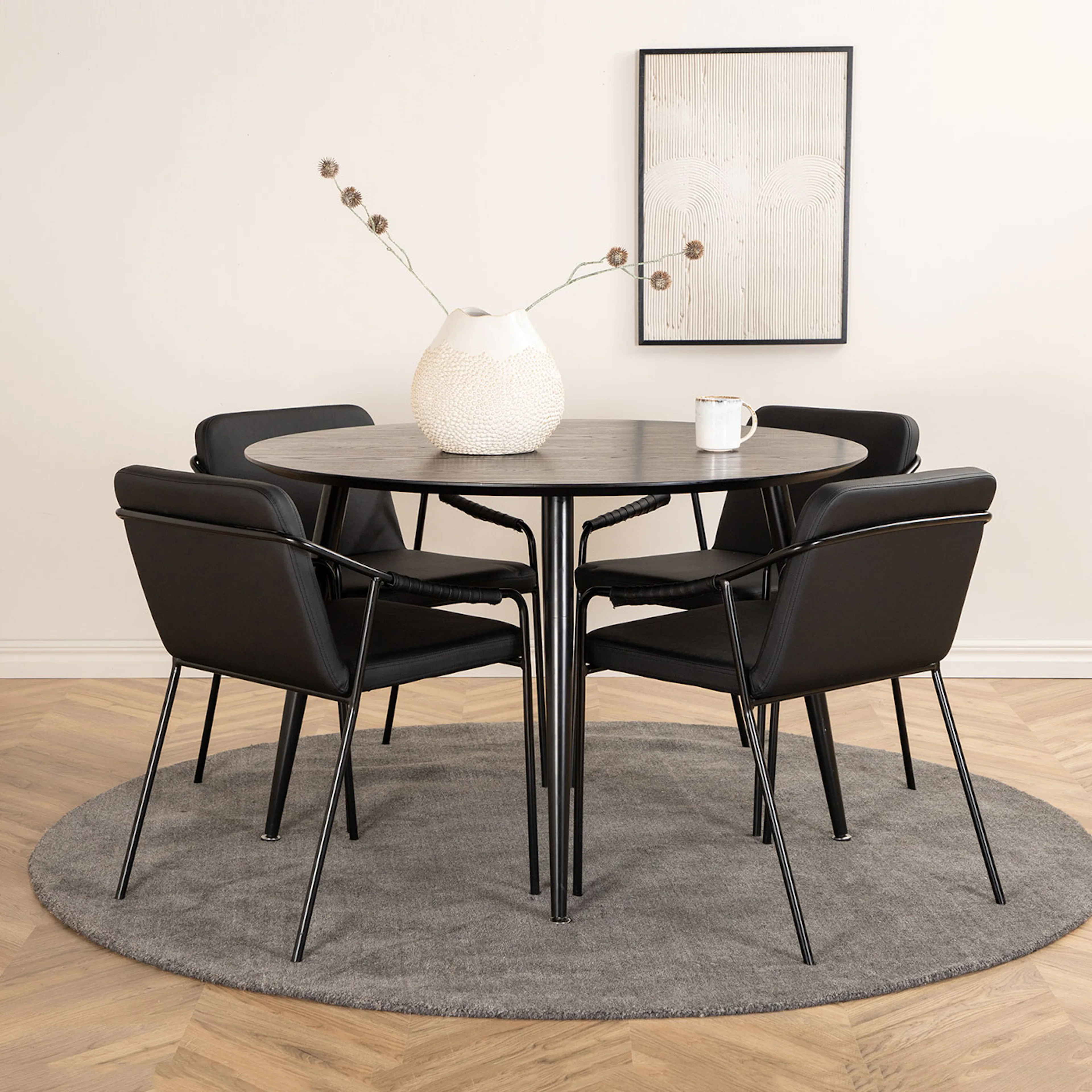 Matgrupp Venture Home Dipp Ø115 cm med 4 Tvist Stolar