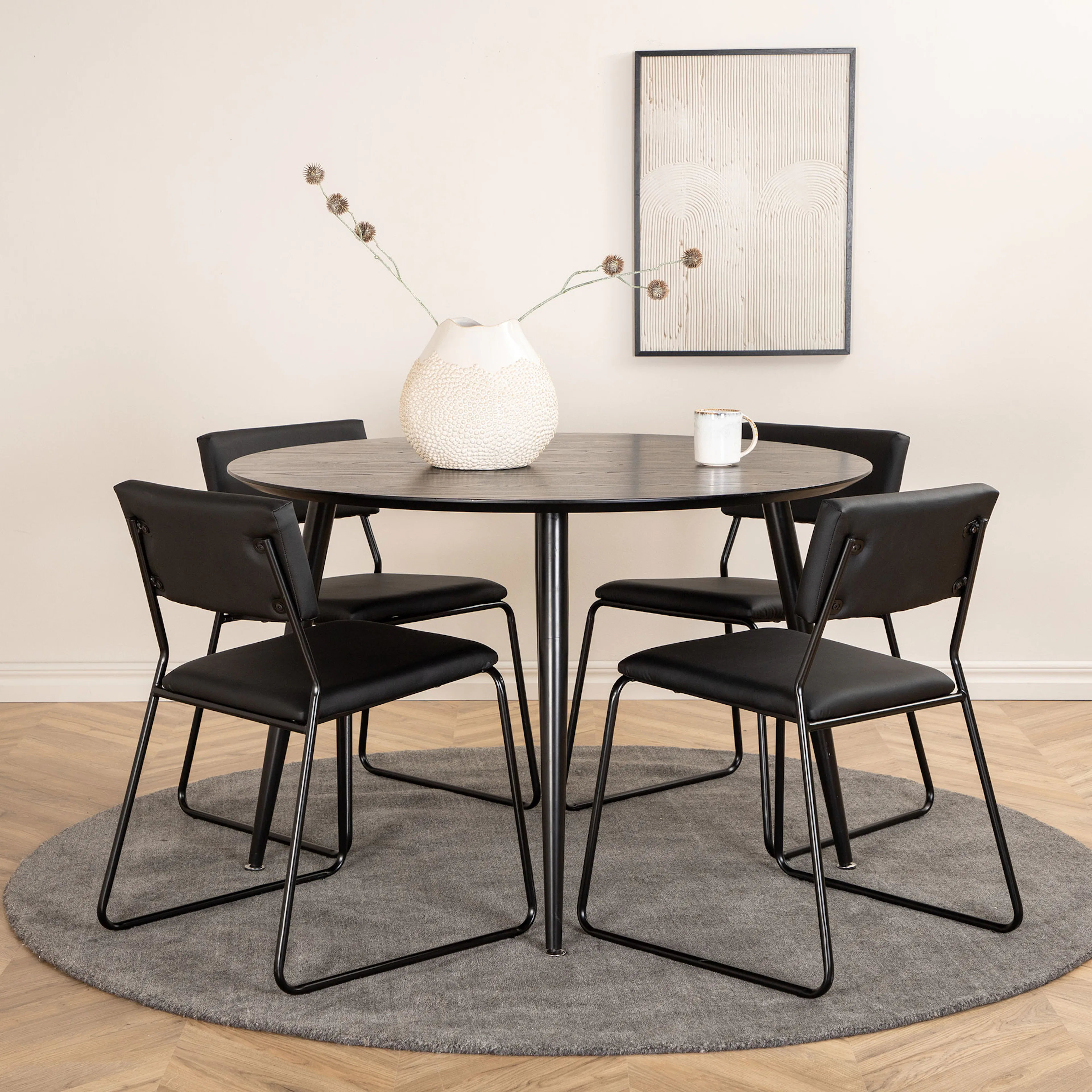 Matgrupp Venture Home Dipp Ø115 cm med 4 Kenth Stolar