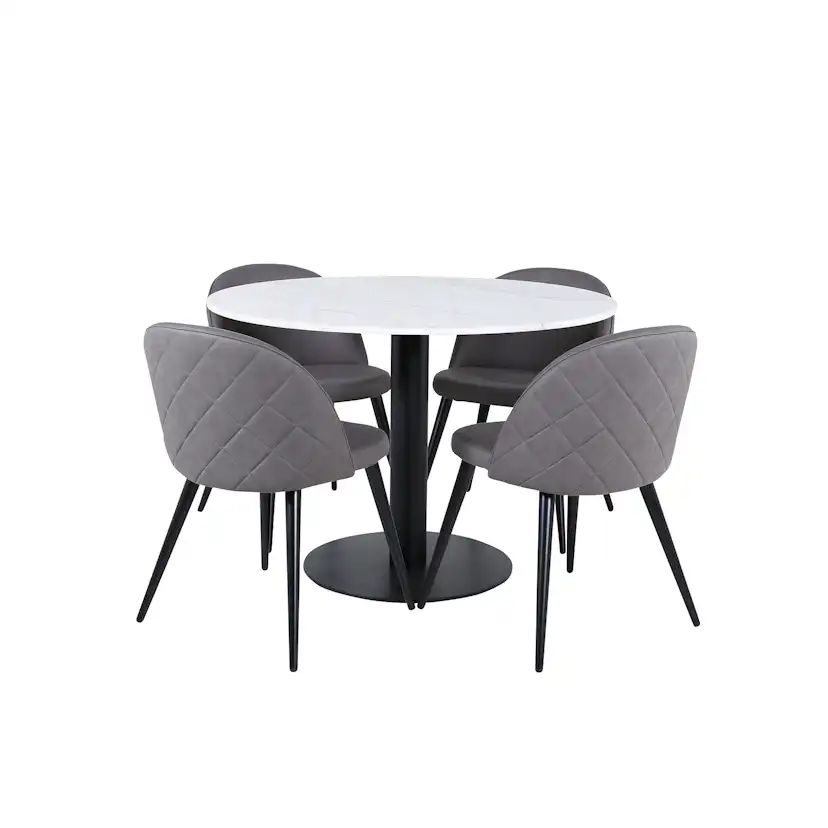Matgrupp Venture Home med Ester Matbord och 4 Valentina Stitcthes Matstolar