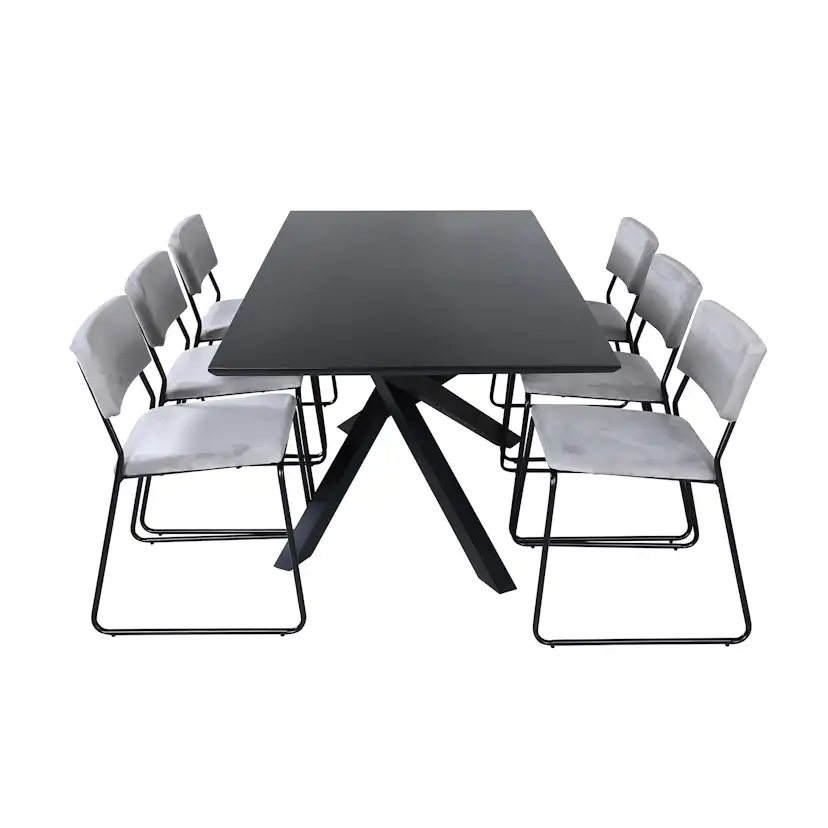 Matgrupp Venture Home med Piata Matbord och 6 Kungshamn Matstolar i Sammet