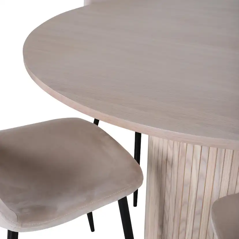 Matgrupp Venture Home Bianca Rund Benvit med 4 Pobbie Stolar