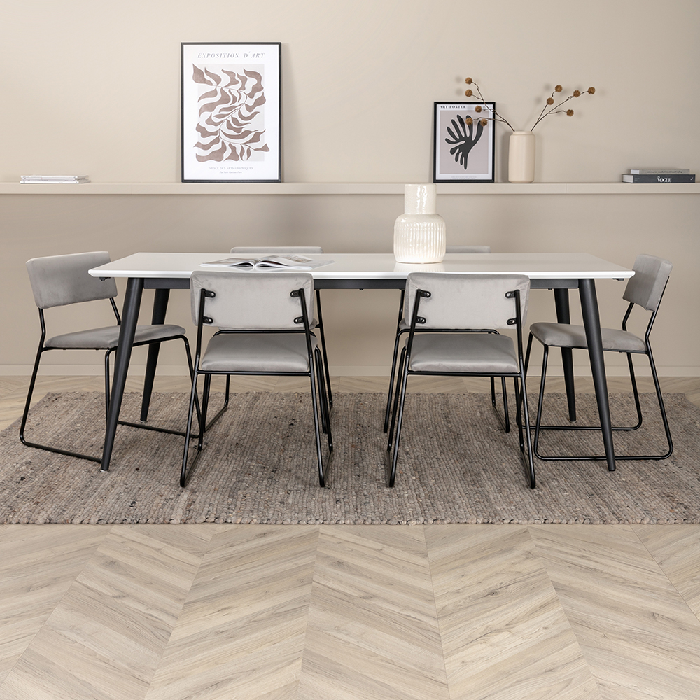 Matgrupp Venture Home Jolie med 6 Kungshamn Stolar Sammet