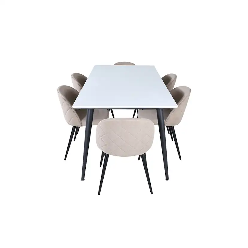 Matgrupp Venture Home Jolie med 6 Valentina Stitcthes Stolar Polyesterlinen