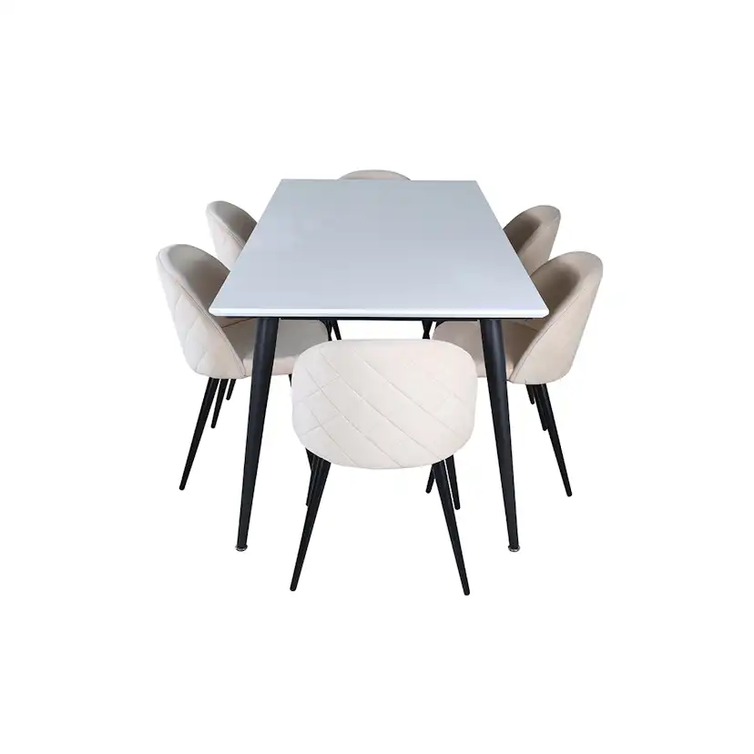 Matgrupp Venture Home Jolie med 6 Valentina Stitcthes Stolar Sammet