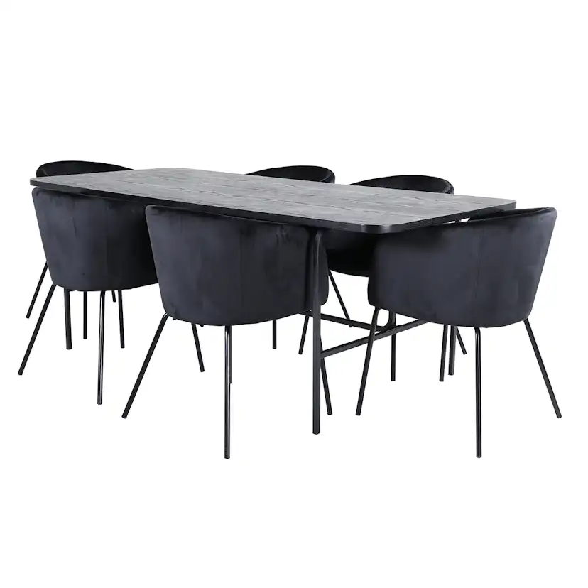 Matgrupp Venture Home Chicago matbord och Bergen matstol Svart