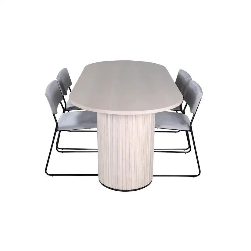 Matgrupp Venture Home med Ovalt Bianca Matbord och 4 Kungshamn Matstolar