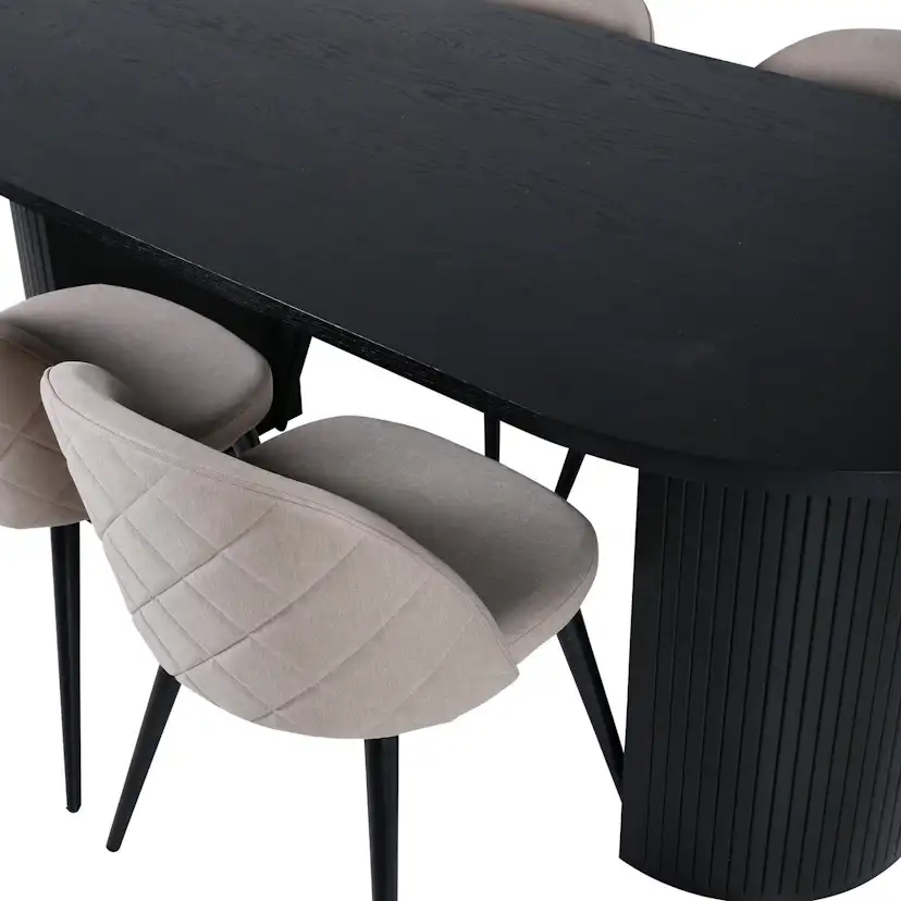 Matgrupp Venture Home Bianca med 4 Valentina Svart Stitcthes Stolar