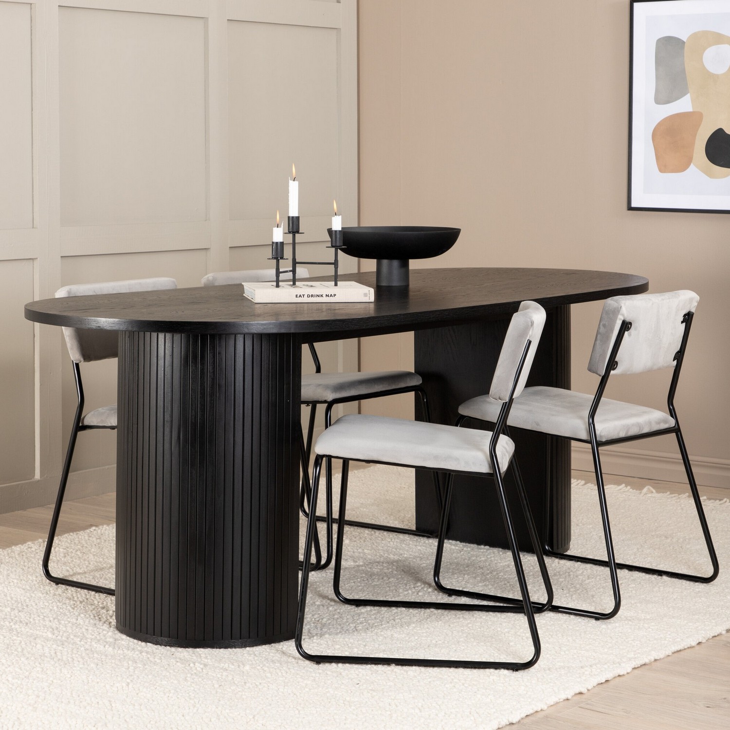 Matgrupp Venture Home Bianca Svart med 4 Kungshamn Stolar