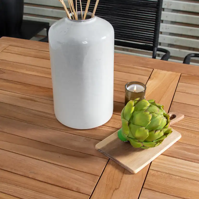 Matgrupp Utomhus Venture Home Kenya 120x70 Teak med 4 Lindos KarmTrädgårdsstolar