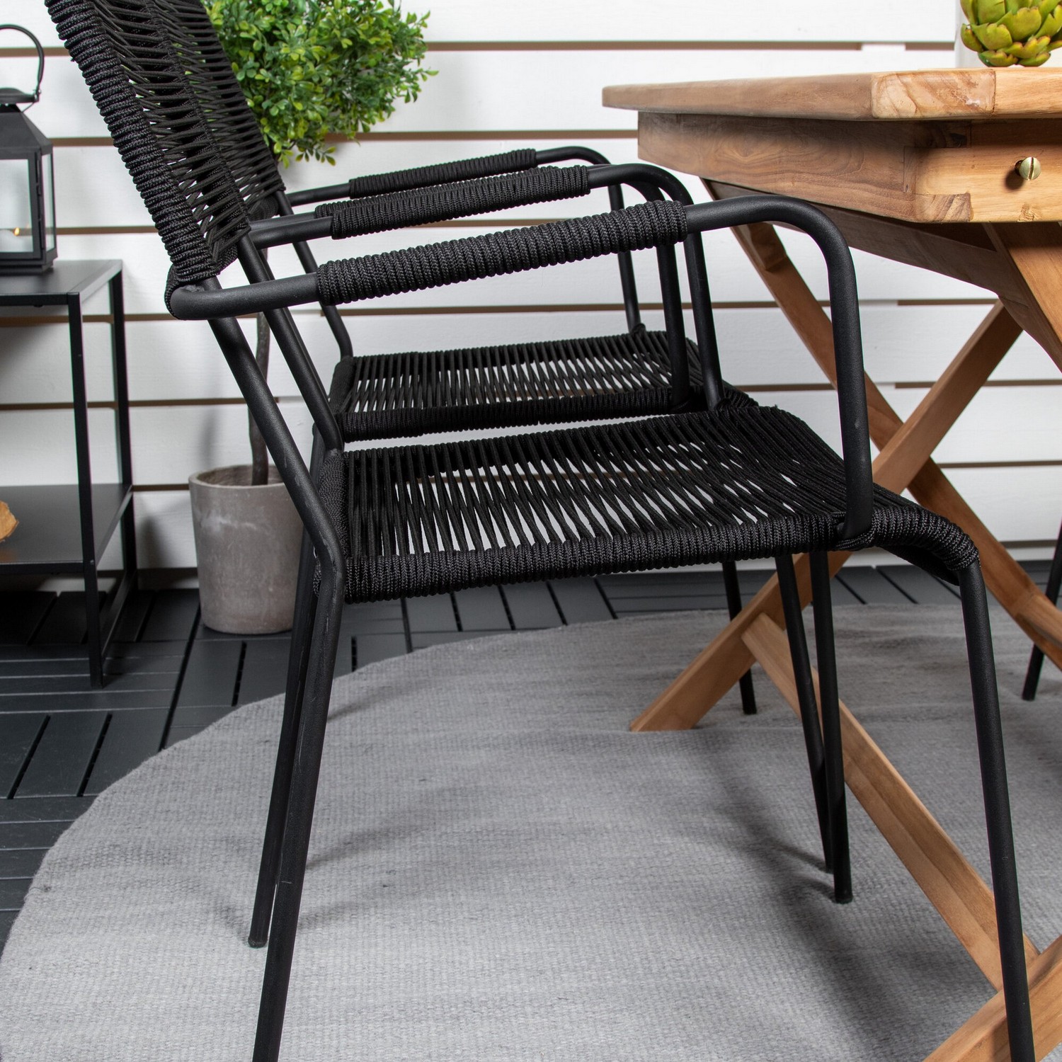 Matgrupp Utomhus Venture Home Kenya 120x70 Teak med 4 Lindos KarmTrädgårdsstolar