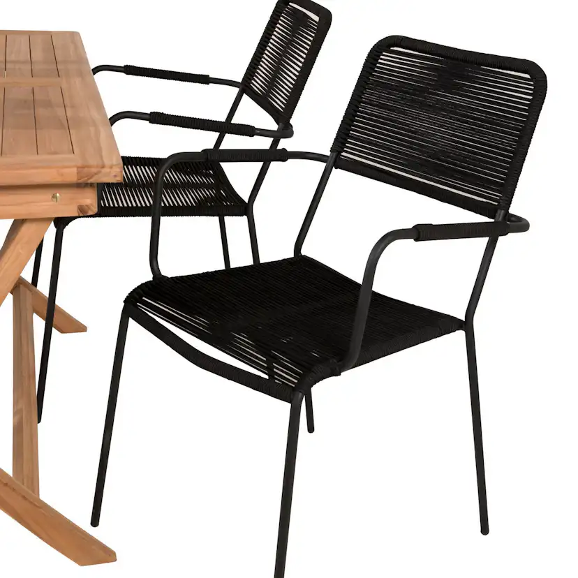 Matgrupp Utomhus Venture Home Kenya 120x70 Teak med 4 Lindos KarmTrädgårdsstolar