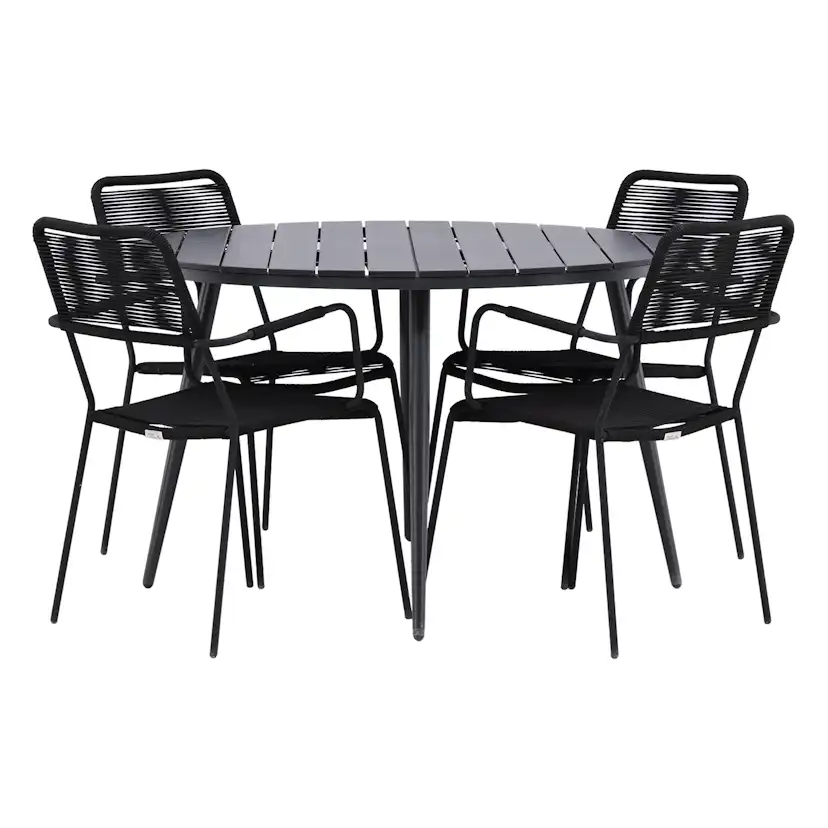 Matgrupp Utomhus Venture Home Break Ø120 med 4 Lindos KarmTrädgårdsstolar