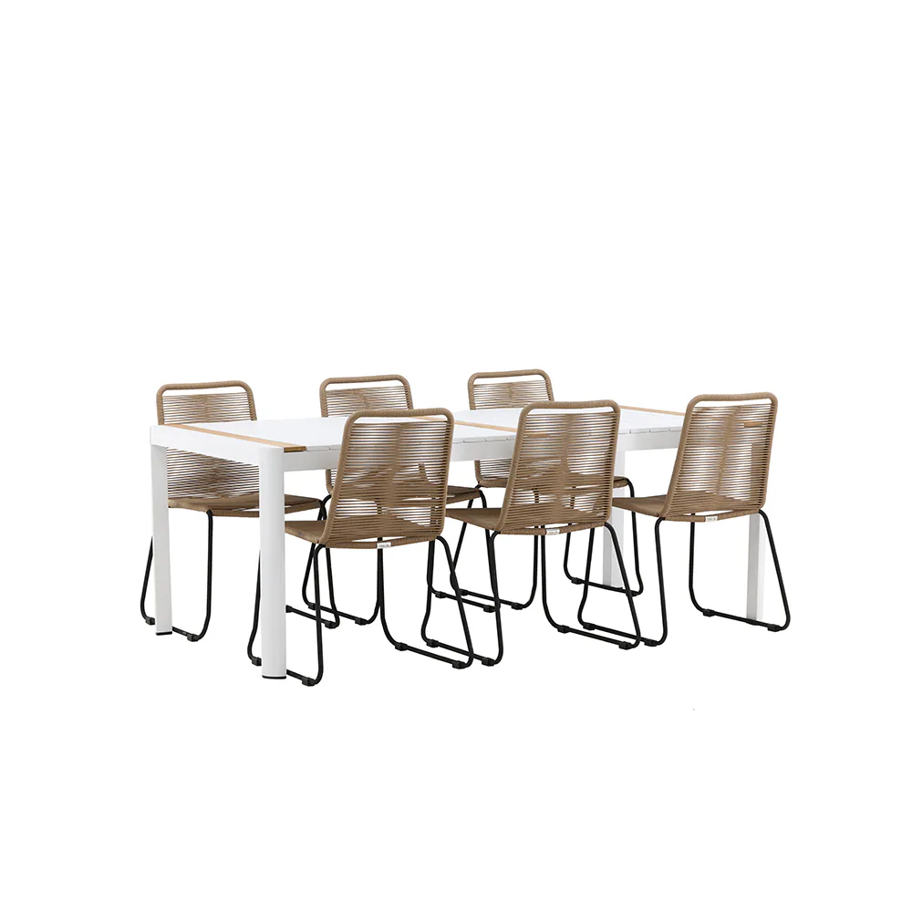 Matgrupp Utomhus Venture Home Togo 200x100 cm med 6 Lindos Trädgårdsstolar