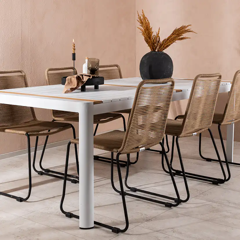 Matgrupp Utomhus Venture Home Togo 200x100 cm med 6 Lindos Trädgårdsstolar