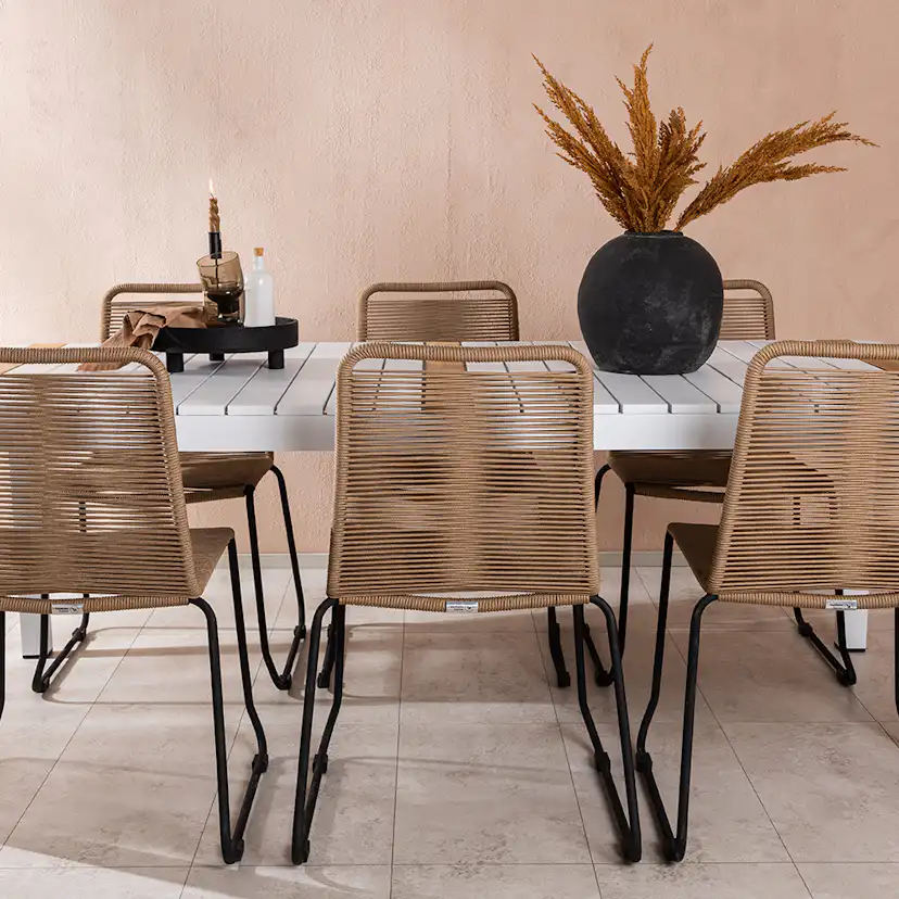 Matgrupp Utomhus Venture Home Togo 200x100 cm med 6 Lindos Trädgårdsstolar