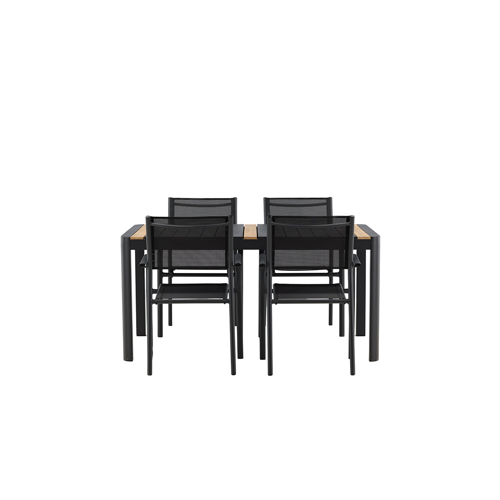 Matgrupp Utomhus Venture Home Togo med 4 Santorini Trädgårdsstolar