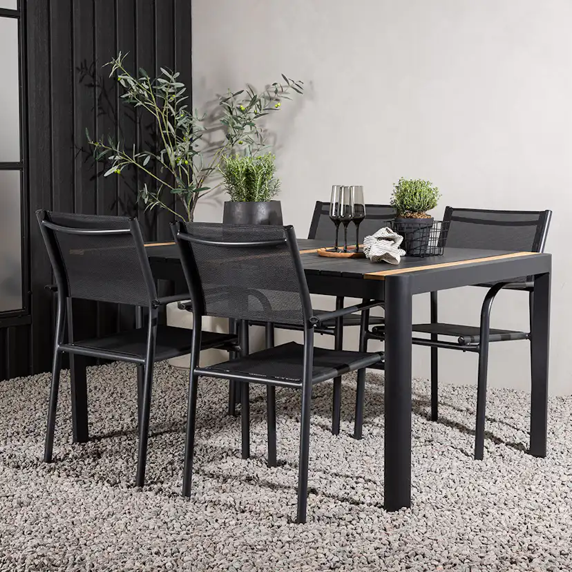 Matgrupp Utomhus Venture Home Togo med 4 Santorini Trädgårdsstolar