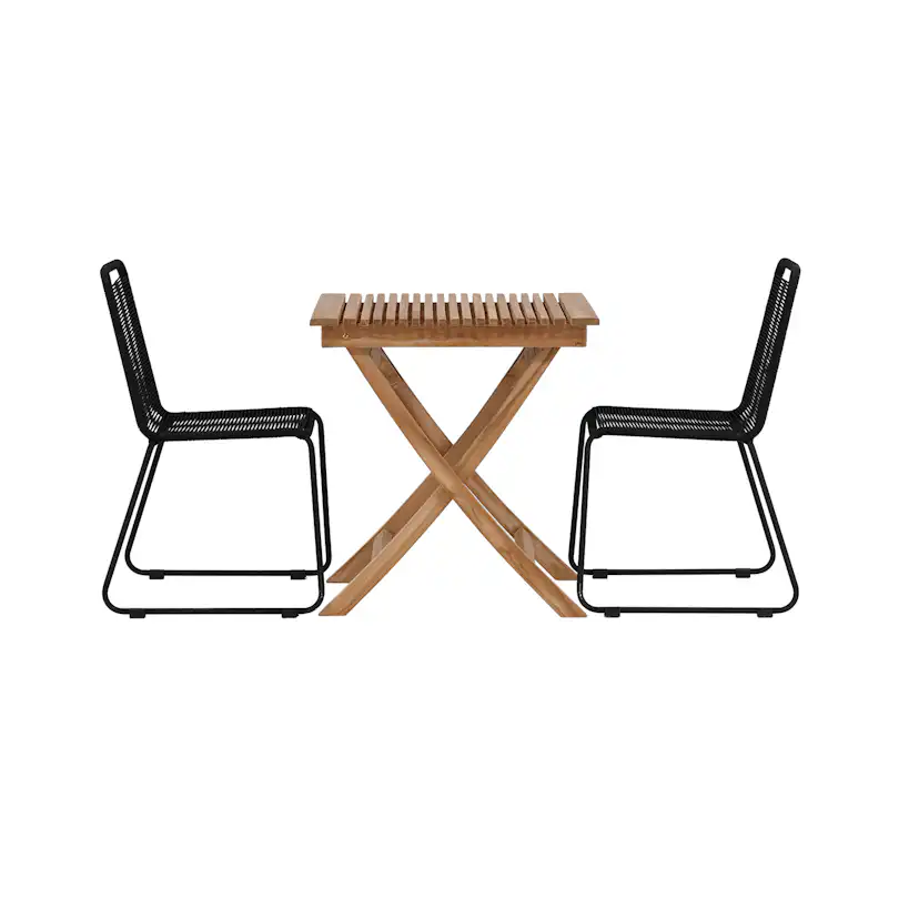 Matgrupp Utomhus Venture Home Ghana Teak 70x70 cm med 2 Lindos StapelTrädgårdsstolar