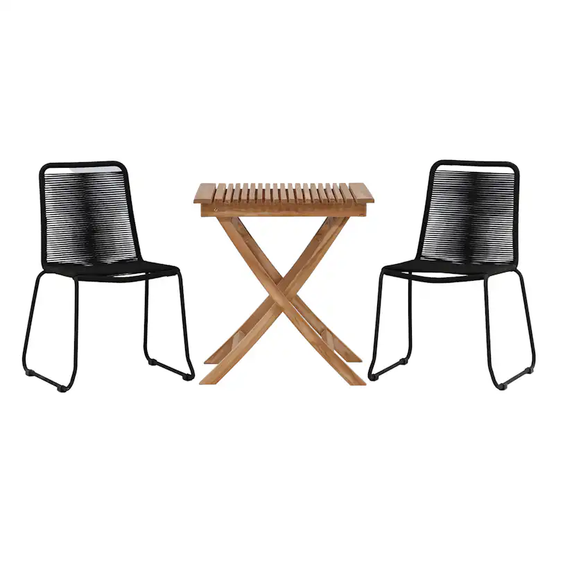 Matgrupp Utomhus Venture Home Ghana Teak 70x70 cm med 2 Lindos StapelTrädgårdsstolar